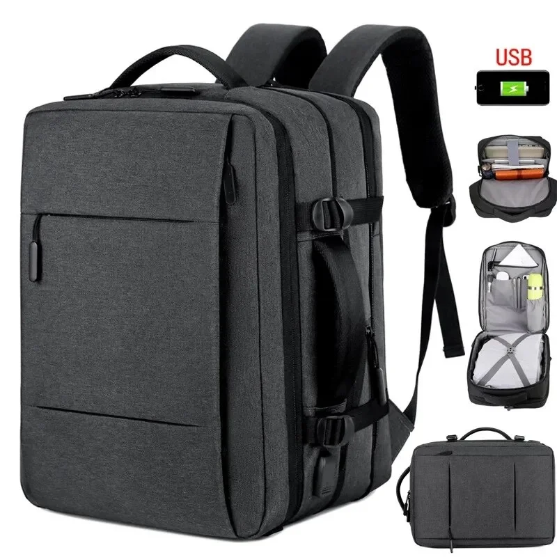 

Классический дорожный рюкзак для мужчин, деловой школьный ранец с USB-разъемом и возможностью увеличения объема, Водонепроницаемый модный портфель для ноутбука