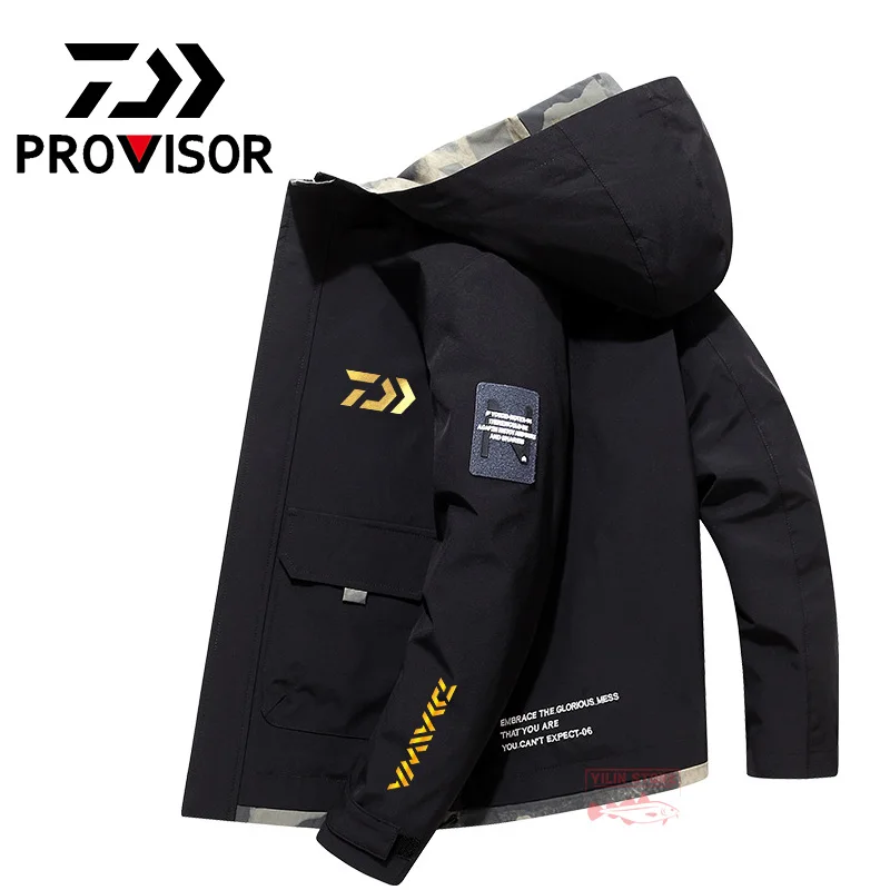 

2022 Daiwa весна осень Мужская модная рыболовная куртка водонепроницаемая ветровка с капюшоном куртка на молнии с длинным рукавом Одежда для ры...