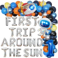 cheereveal first trip around the sun astronaut rocket foil balloon garland kit for space theme 1st birthday party decorations