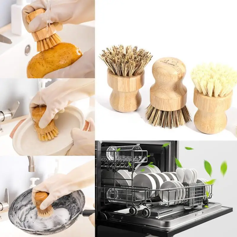 Щетки из натурального бамбука для мытья посуды деревянная фотощетка чугунных