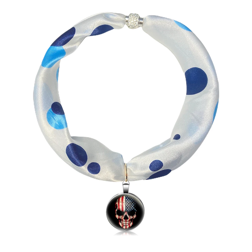 

Luxury Silk Scarf Women Necklace Pendant Print Foulard Pearl Gift Ladies Hijab Satin bandana