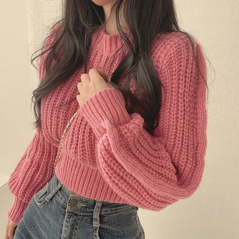 Женский трикотажный топ с круглым вырезом свободный свитер в французском