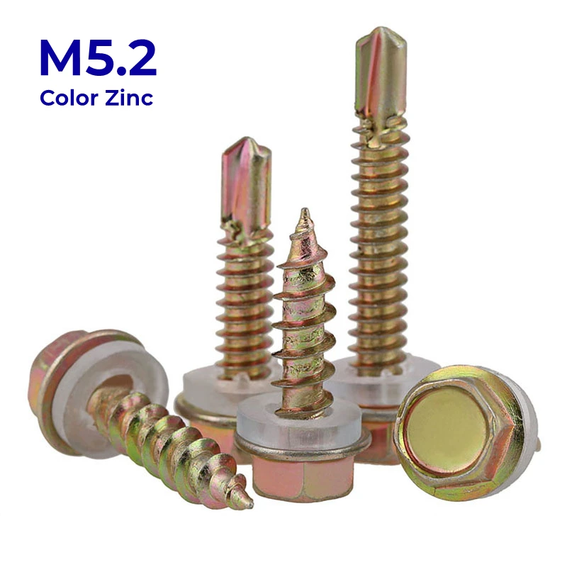 

M5.2 Color Zinc External Hexagon Self-drilling Screws Carbon Steel Self-tapping Dovetail Screws Padded Blacksmith Screws