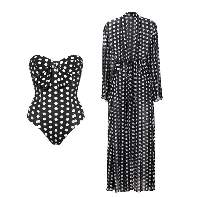 Новинка 2023 женский купальник пикантное бикини в горошек цельные купальники