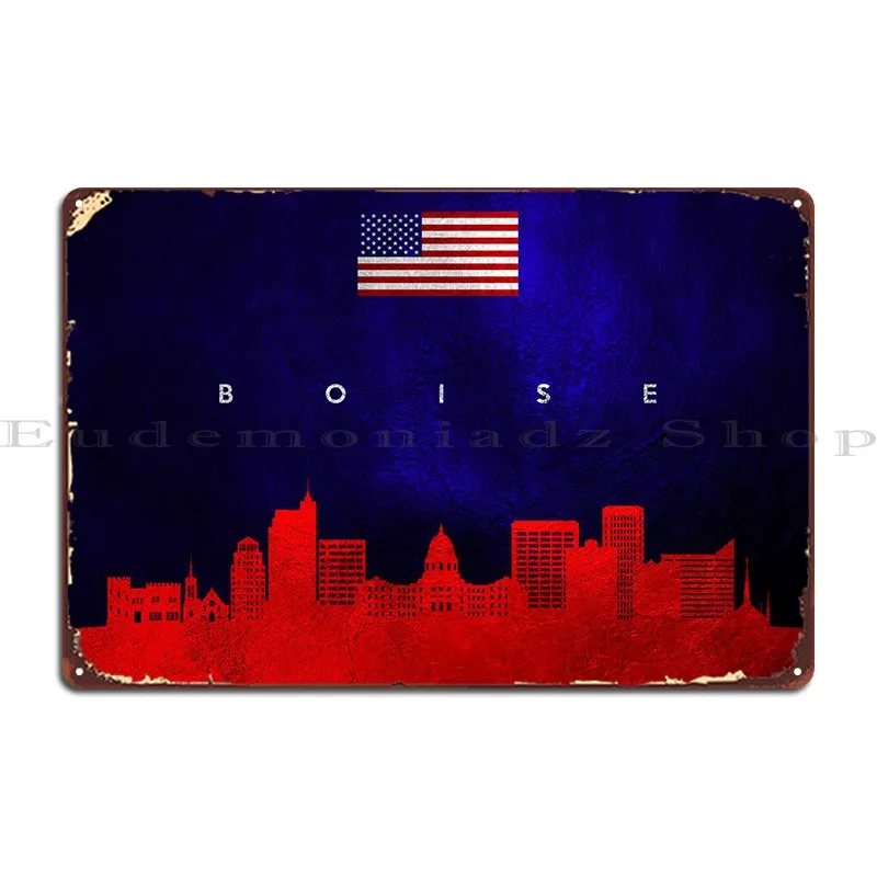 Металлический плакат Boise с изображением очертания Айдахо, Постер для паба, детской бары, гостиной, жестяной знак