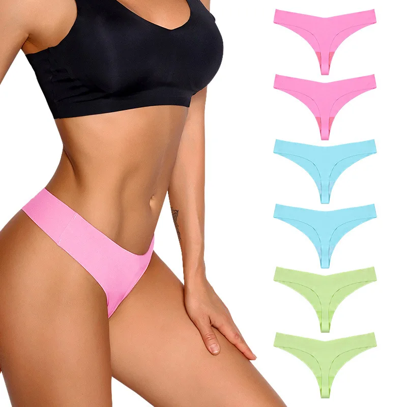 

15 Color Seamless One Piece Underwear Ice Silk Ladies Panties Thong Women T Back Large Size Sexy Exotic Accessories Briefs