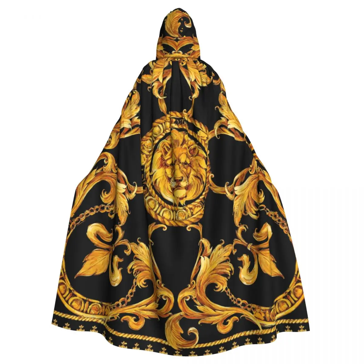 

Hooded Cloak Unisex Cloak with Hood Golden Baroque Cloak Vampire Witch Cape Cosplay