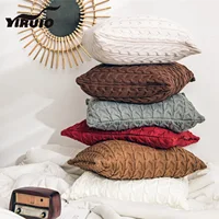YIRUIO Nordic Cable Knit Twist Pillow Case Beige White Gray Room Decor Sofa Bed Pillow Cover Soft Fluffy Chair Car Cushion Cover