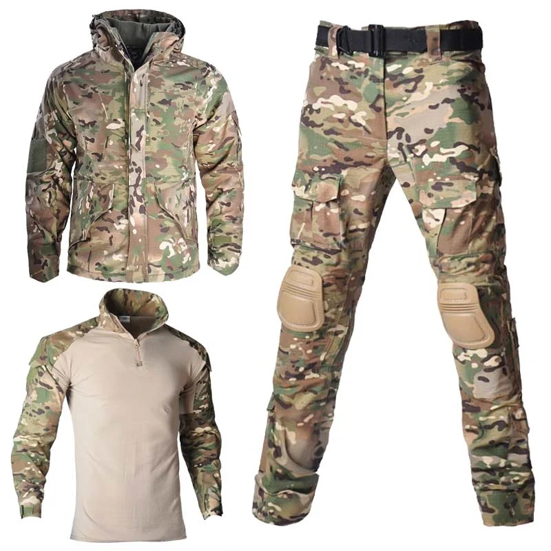 

Airsoft Hunting Jackets G8 Men Pants Military Clothing Paintball Combat Uniform Camping Tactical Shirts Cargo Pants+Pad Army Set
