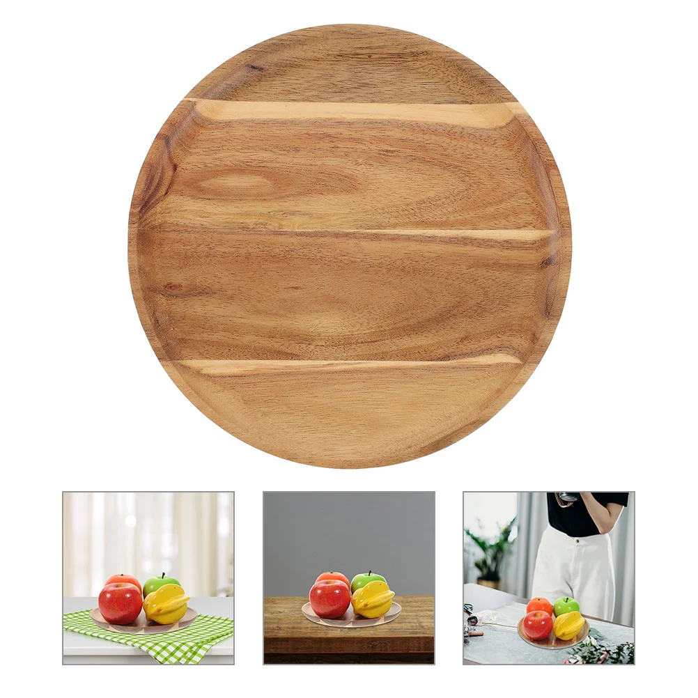 

Round Solid Wooden Serving Tray Rustic Coffee Table Tray Farmhouse Food Tea Tray