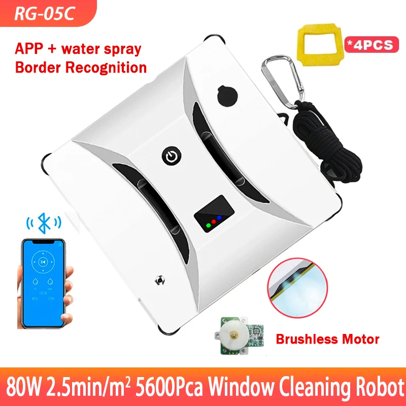 

Smart APP Water Spray Window Cleaning Robot Vacuum Cleaner Frame Recognition Smart Planning Path Anti-fall Glass Window Cleaner