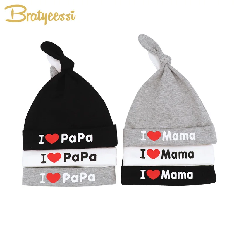 

Cute Baby Hat Cute Cotton Newborn Beanie Hats I Love Papa Mama Soft Elastic Baby Cap New Born Gift Infant Accessories 0-3M