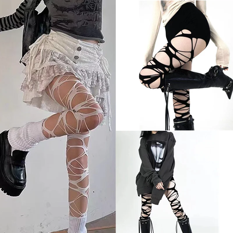 

Модные сексуальные стильные черные белые панковские готические персонализированные шелковые носки Y2K в виде пещеры чулки Jk Косплей колготки для женщин