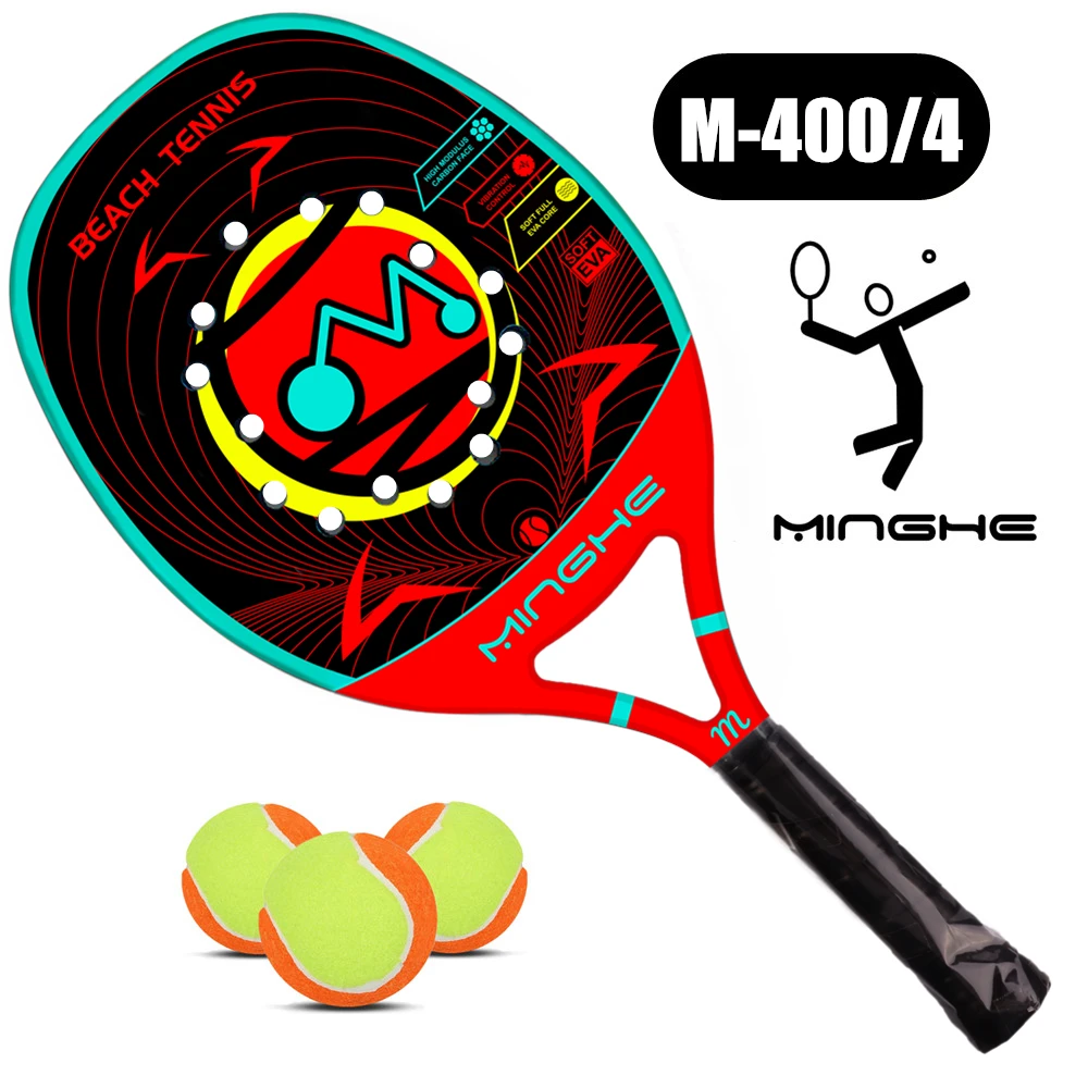 Пляжная ракетка из углеродного волокна MINGHE модель ракетки 4 Red M head series с рюкзаком