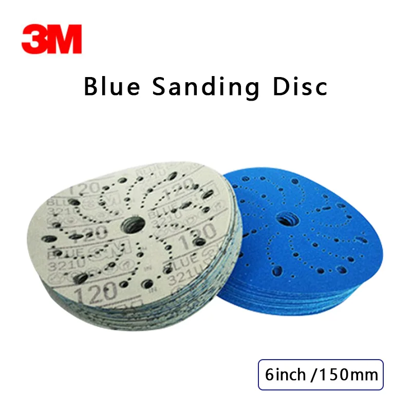 Original 3M Blue Sharpening 6-Inch Porous Dry Sandpaper 150MM Flocking 17-Hole For FESTOOL Super Cutting Force  For MIRKA