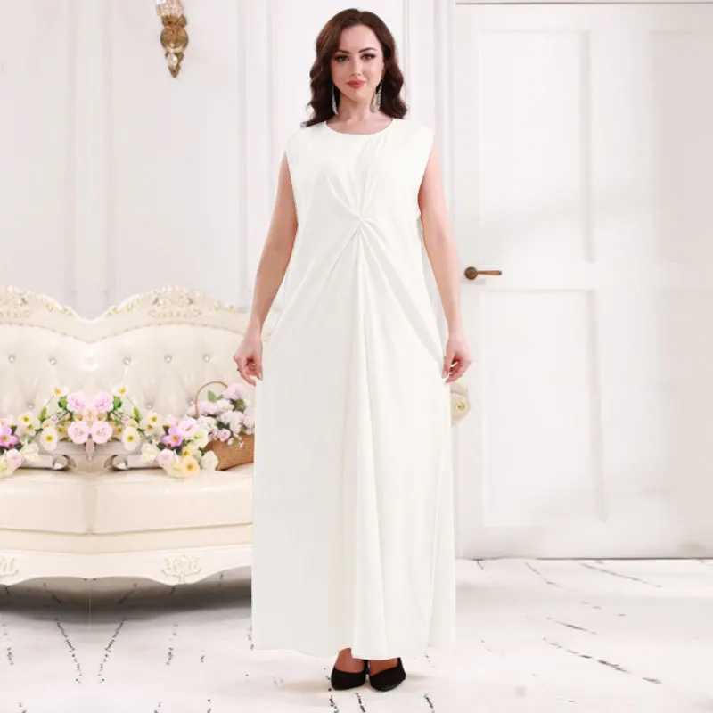 Muslim Dress Vest Summer Fashion Bottom Sleeveless Long Robes Abaya Femme Largos Vestidos Arabes Dubai Y Turcos