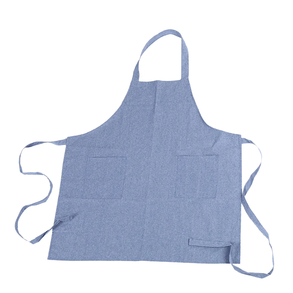 

1pc Household Cotton Aprons Color Cooking Aprons Kitchen Supplies (Blue)