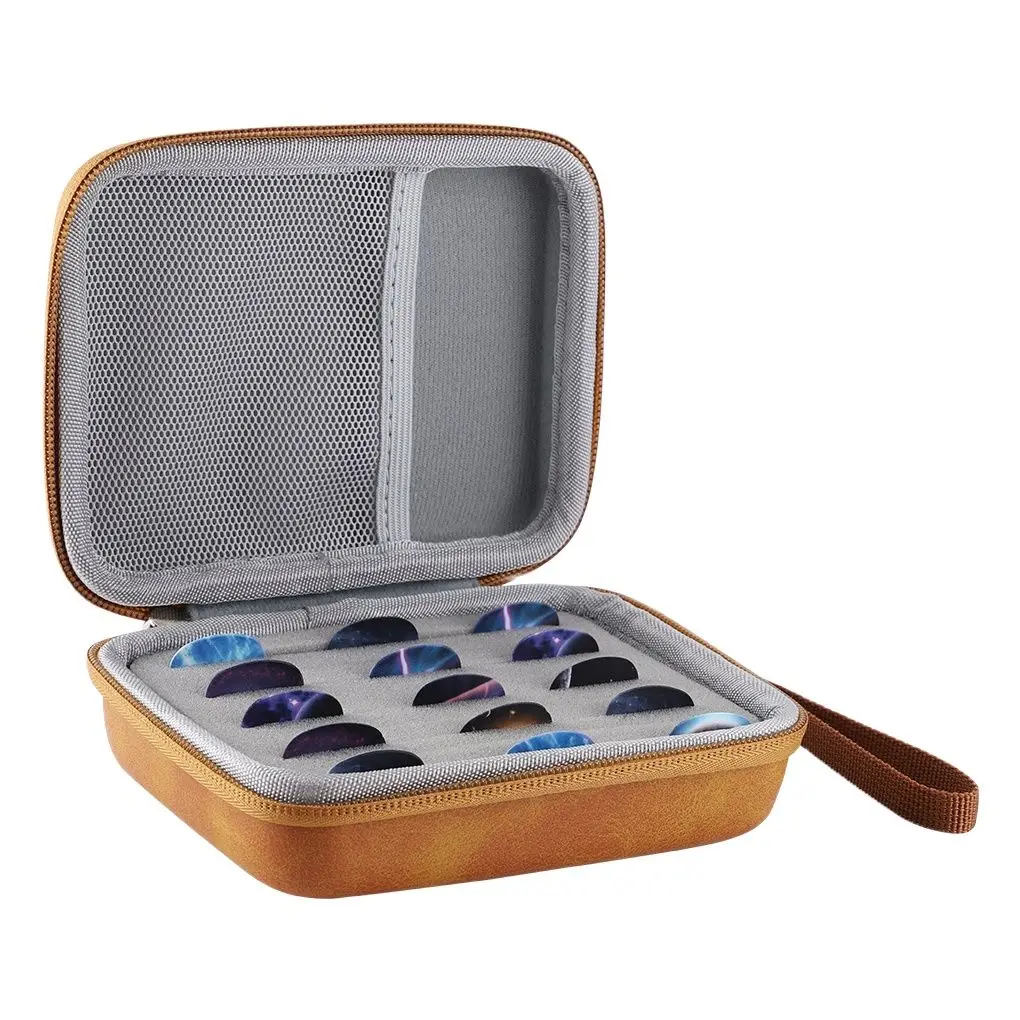 

Leather Guitar Picks Storage Bag Guitar Pick Holder Zipper Waterproof Shock-Proof Case for Guitar Plectrum Organizer Accessories