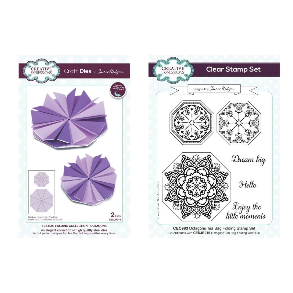 

2022 New Tea Bag Folding Octagons Cutting Dies Clear Cling Stamps Diy Craft Paper Cards Scrapbooking Decoration Embossing Molds