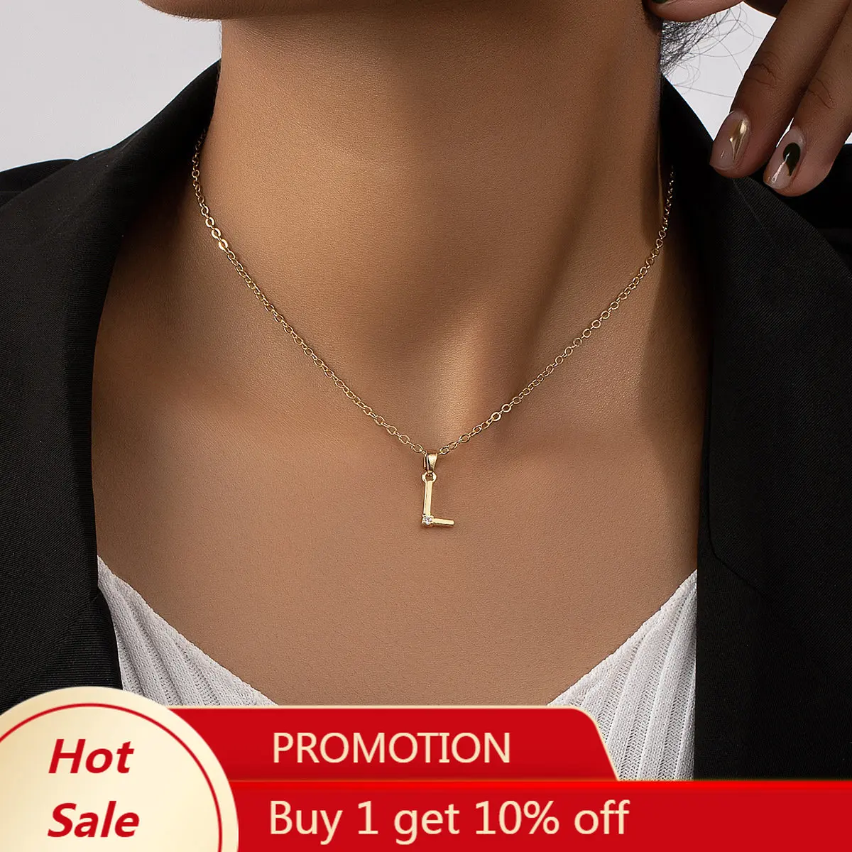 Minimalist Versatile Fashion Alloy Letter" L" "M" "S" "C" "J" Pendant Necklace Clavicle Chain for Women Girl Jewelry Party Gift