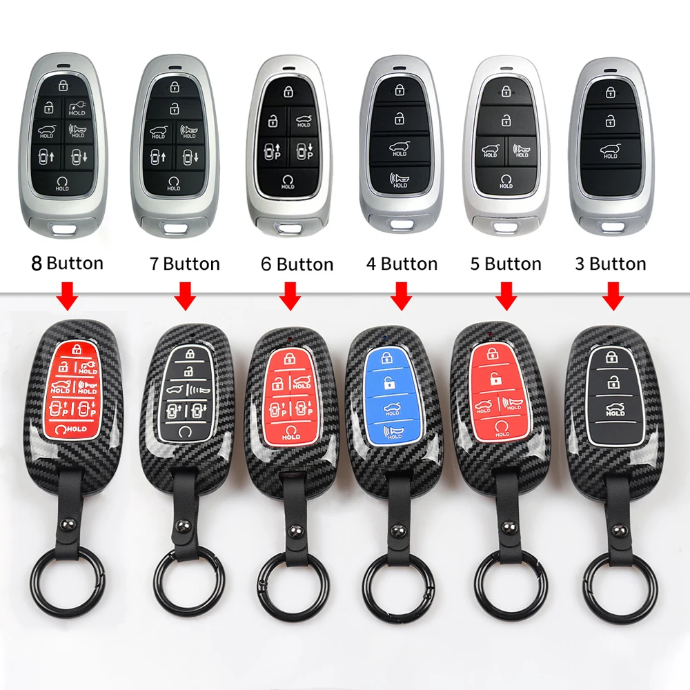 ABS Carbon Car Remote Key Cover Case For Hyundai Tucson Hybrid Nexo NX4 Grand Santa Fe Solaris Sonata 2020 2021 2022 Accessories |