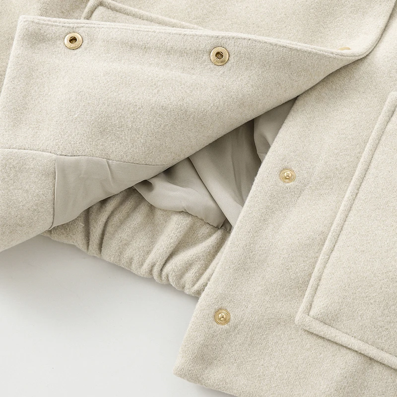 Зимняя женская теплая куртка однотонное пальто с длинными рукавами и круглым