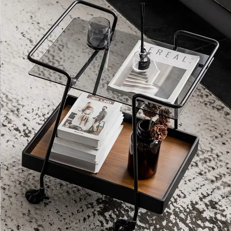 Маленькая тележка бытовой светильник роскошная стойка для хранения передвижная