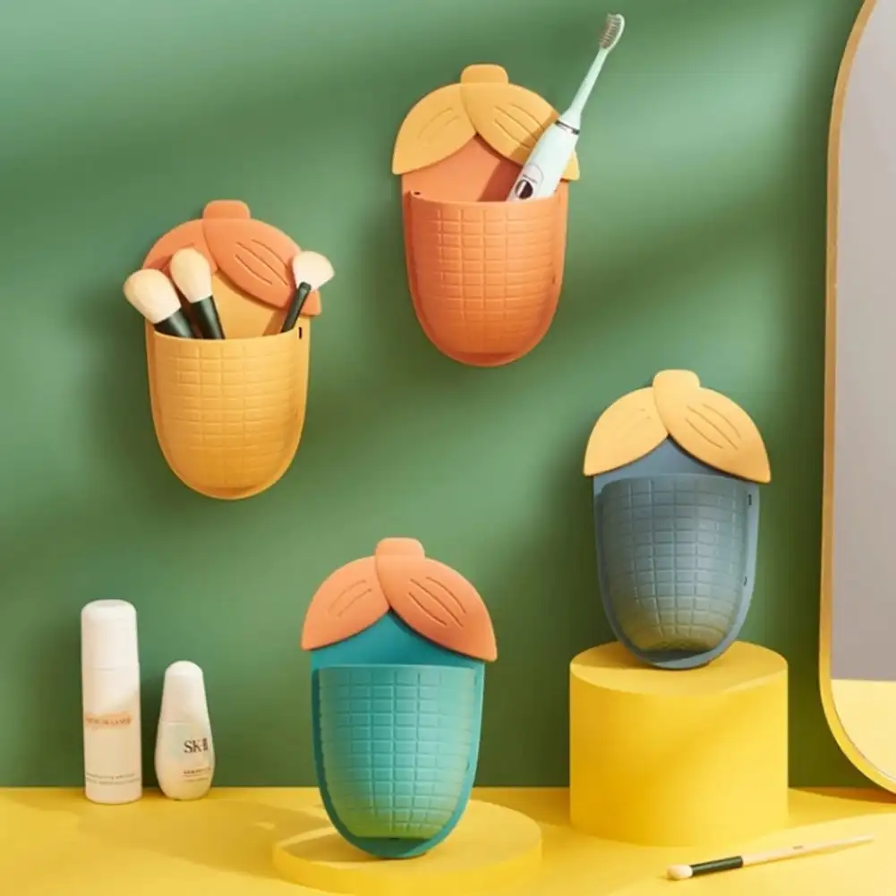 

Wall-Mounted Storage Box Holder Self Corn Adhesive Organizer Box Bathroom Rack Toothbrush Toothpaste Storage Box Holder