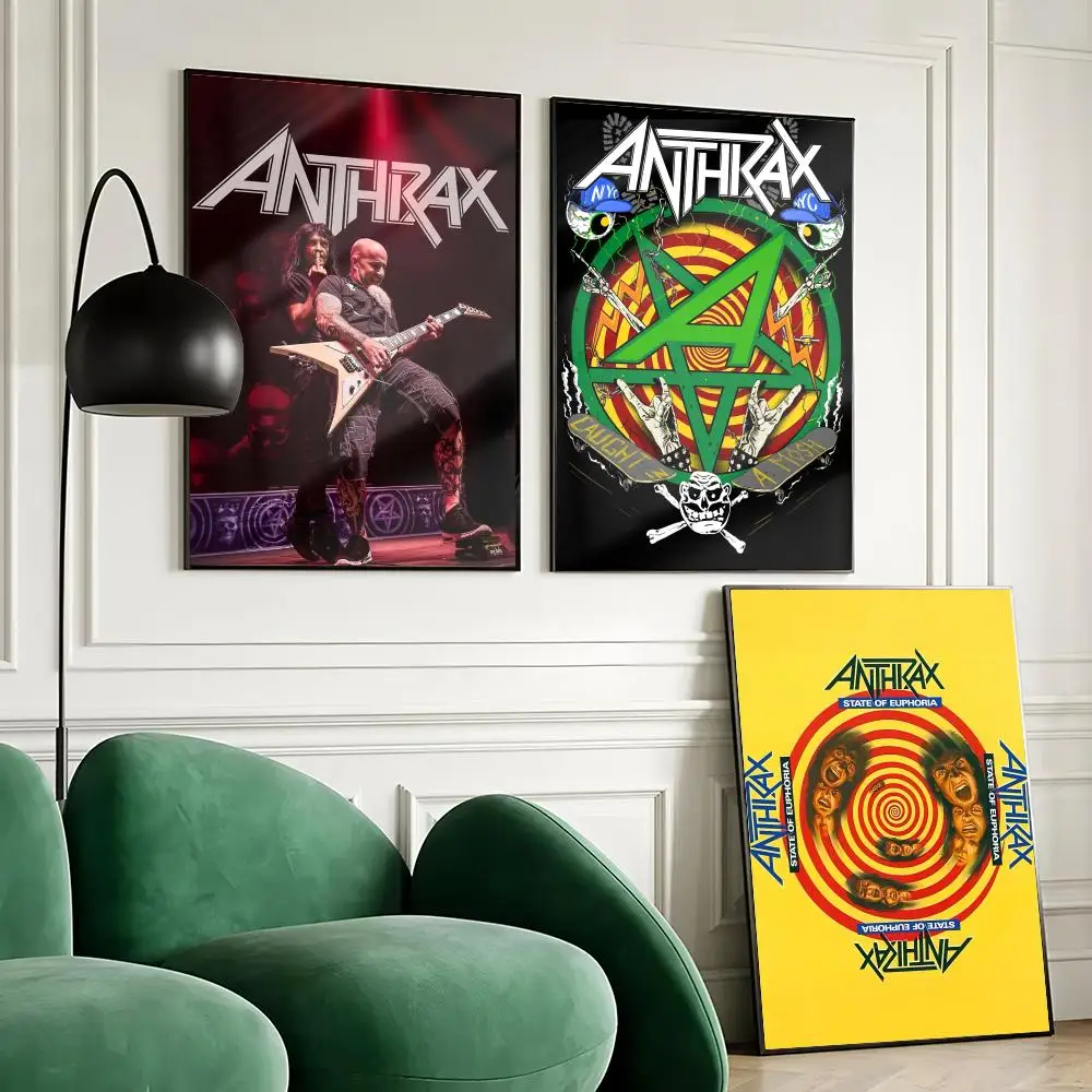 Фото Постер группы Heavy Metal A-Anthrax, наклейка на стену для домашнего бара, водонепроницаемая самоклеящаяся наклейка для декора гостиной и спальни №3