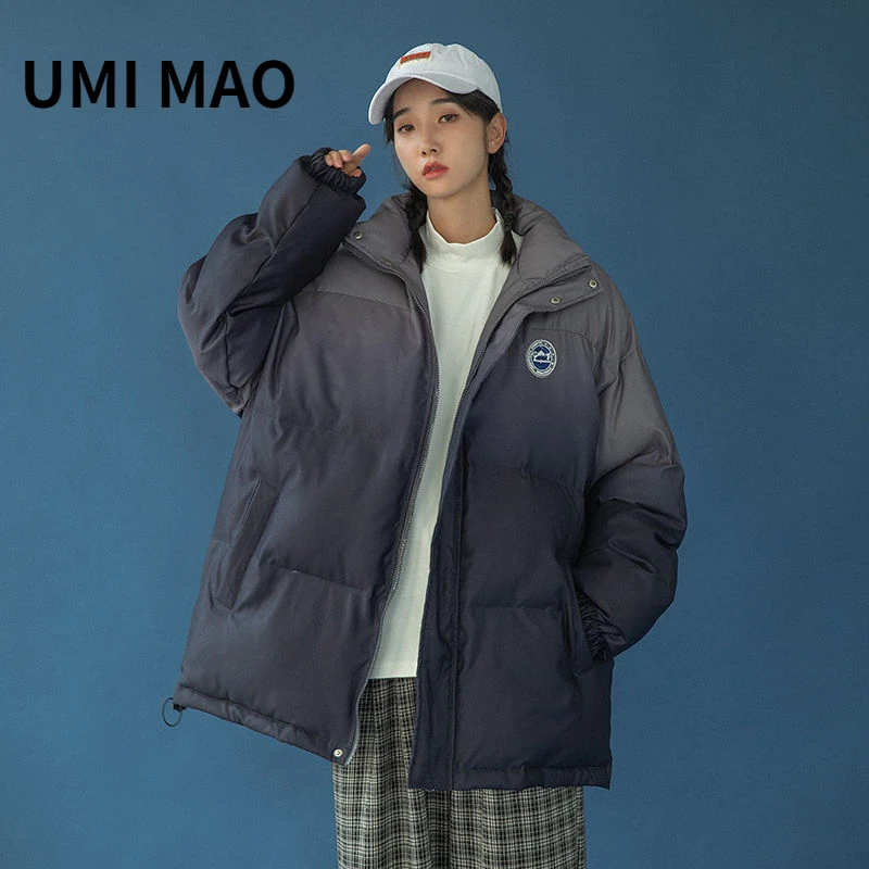 

UMI MAO Korean Fashion Winter New Neutral Wind Gradient Thickening Stand-up Collar Loose Cotton Clothes Warm Jacket Men Women