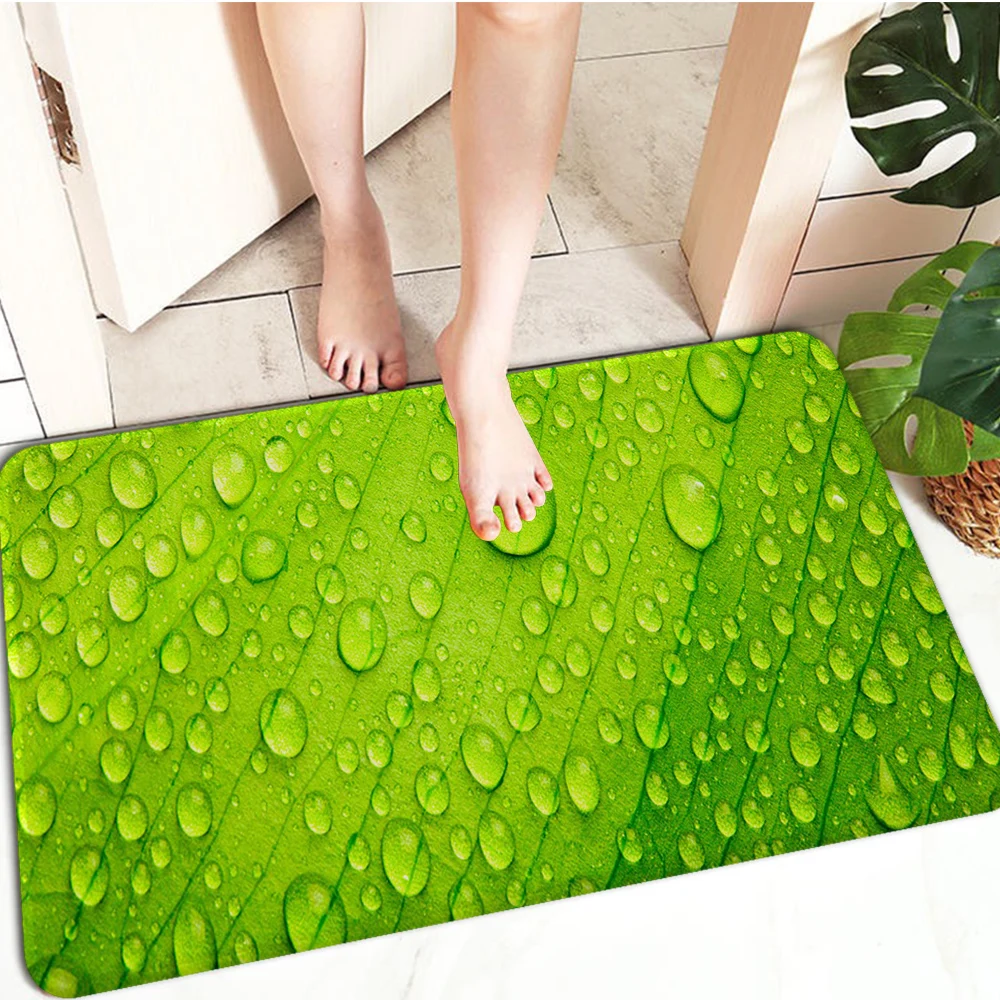 Фланелевый напольный коврик с принтом зеленого листа нескользящий декоративный