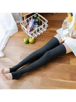 autumn and winter rabbit wool vertical strip small hemp flower knee length tube foot stepping sock cover knitted warm knee cover