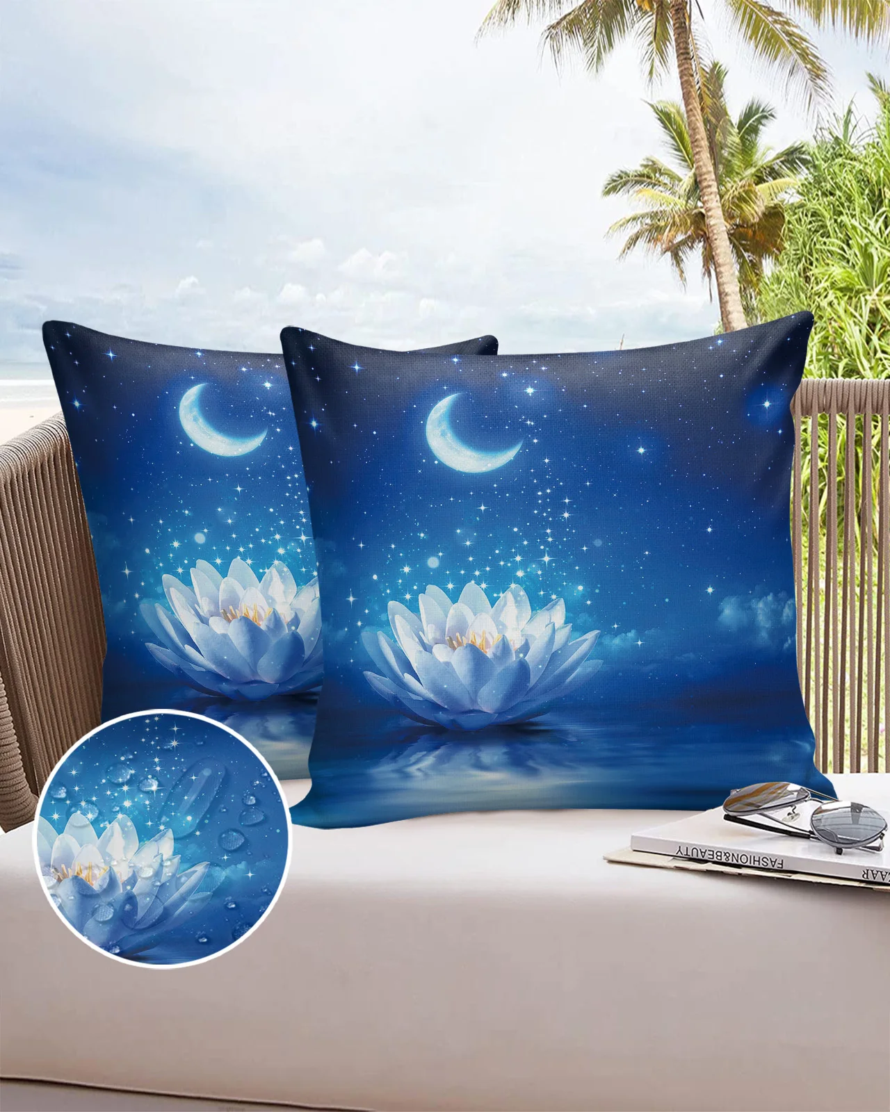 

Прямоугольный чехол для автомобильной подушки Lotus Moon Lake Star 2/4 шт., водонепроницаемый чехол из хлопка и льна для подушки, наволочка с принтом
