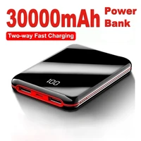 two way fast charging power bank high capacity 30000mah mini charger digital display 2usb external battery for iphone xiaomi