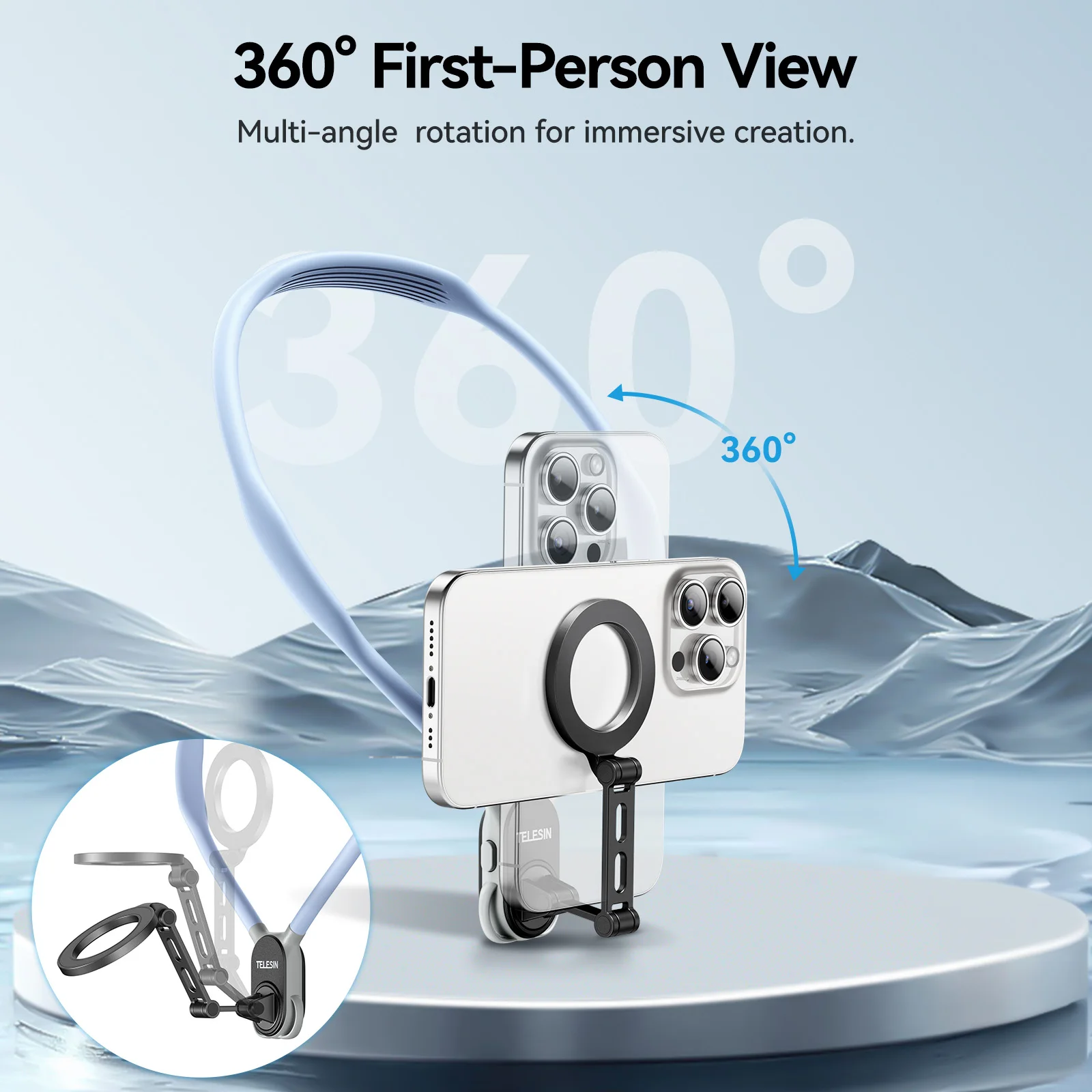 Магнитный ремешок-держатель TELESIN для мобильных телефонов POV смартфонов iPhone 11 12 13 14