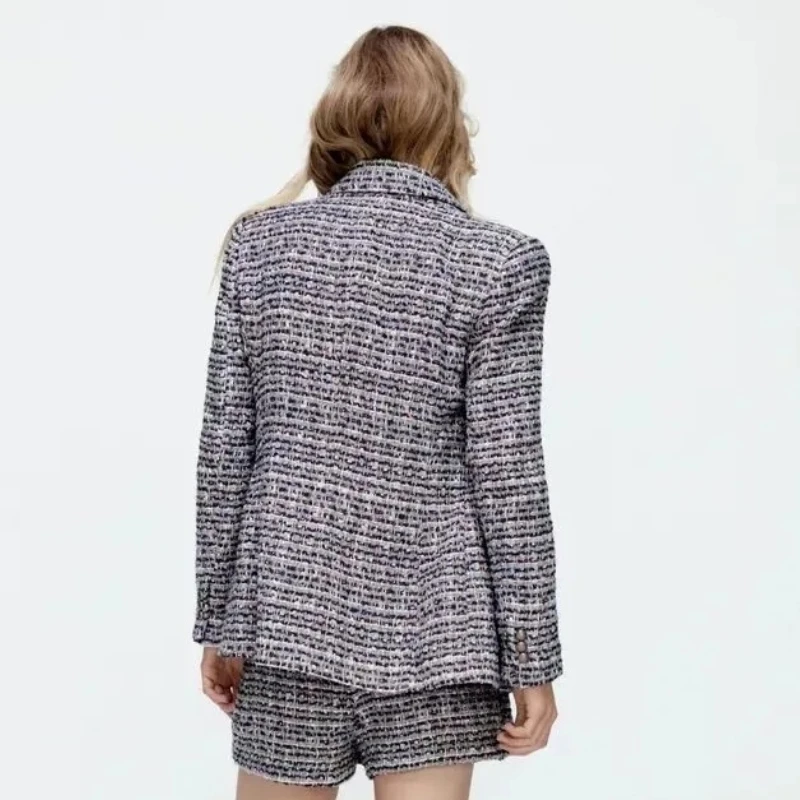 Ladies Temperament Commuter Style Textured Blazer for Fall/Winter 2021 New Women's Slim and Thin Double-breasted Lapel Top