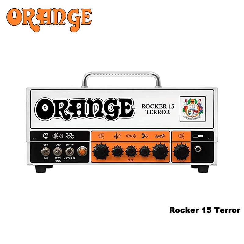Paquete de guitarra eléctrica de 4 cuerdas, naranja, amperios, (ROCKER-15-TERROR)