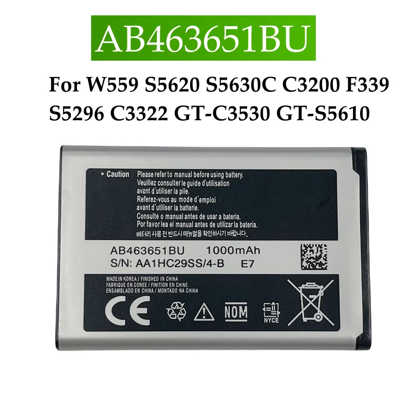 AB463446BU AB043446BE AB553446BU Аккумулятор для C3300K X208 B189 B309 GT-C3520 E1228 GT-E2530 E339 GT-E2330 C5212