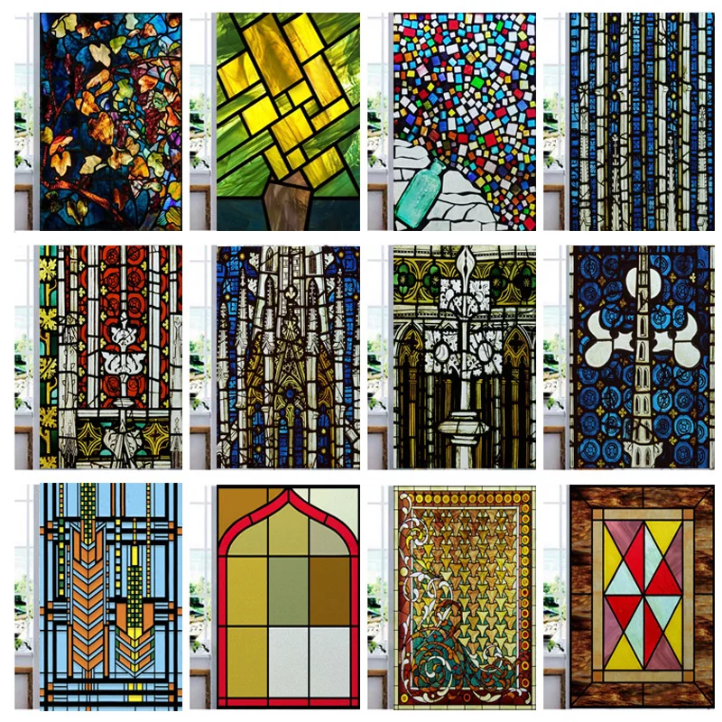 Статические липкие матовые оконные пленки из витражного стекла индивидуального