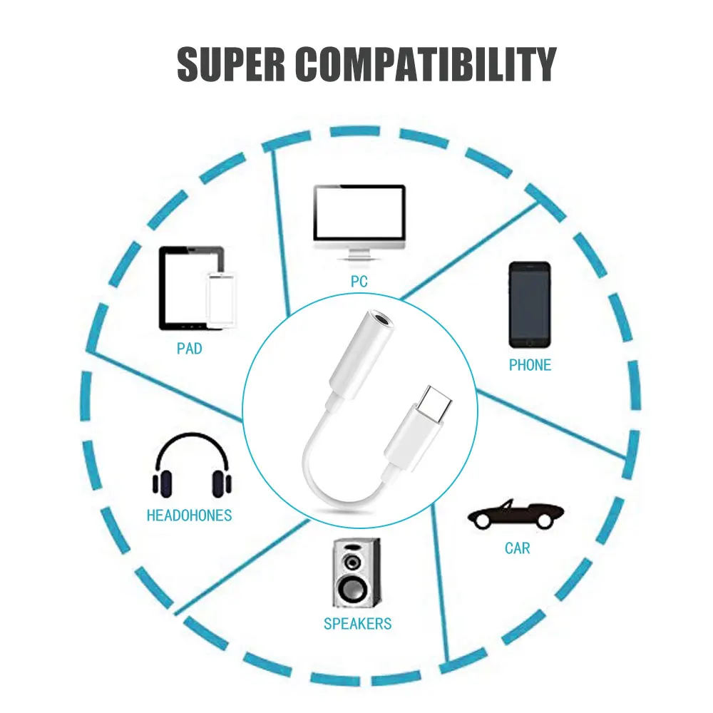 Адаптер для наушников с разъемом USB Type-C на 3 5 мм аудиокабель iPad Pro 2018 Huawei Xiaomi все