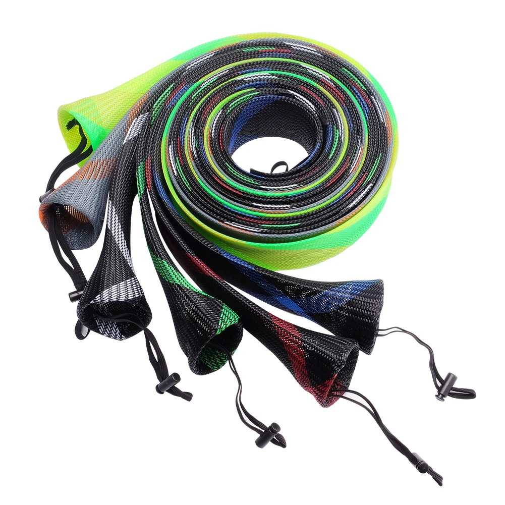 

6PCS Mix Colors Fishing Spinning Rod Socks Braided Mesh Rod Sleeve Cover Protector Pole Gloves