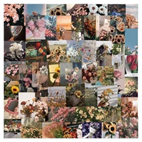 52pcs vintage flower series sticker for laptop suitcase switch cup asthetic decoration sticker removable self adhesive pvc decal