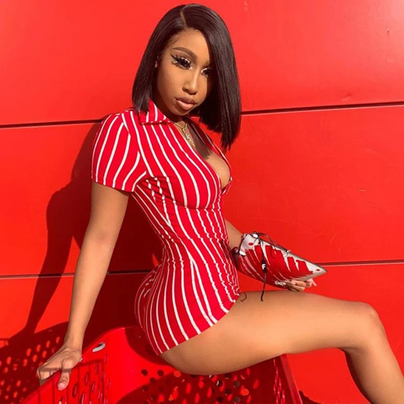 

Fashion Casual Street Rompers Women Sleepwear Black White Red Striped Short Sleeve Shorts Jumpsuit Sexy Onesie For Adult Female