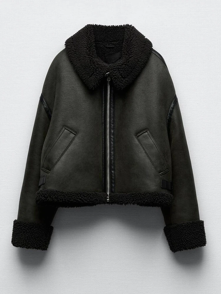 

Женская зимняя байкерская куртка LY VAREY LIN, свободная уличная одежда из искусственной кожи, короткая куртка с мехом, Женская Повседневная Толстая теплая верхняя одежда из искусственной кожи