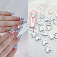 10pcs heart shell 3d nail art charms with alloy edge gradient marble shell love heart jewelry japanese style nail art decoration