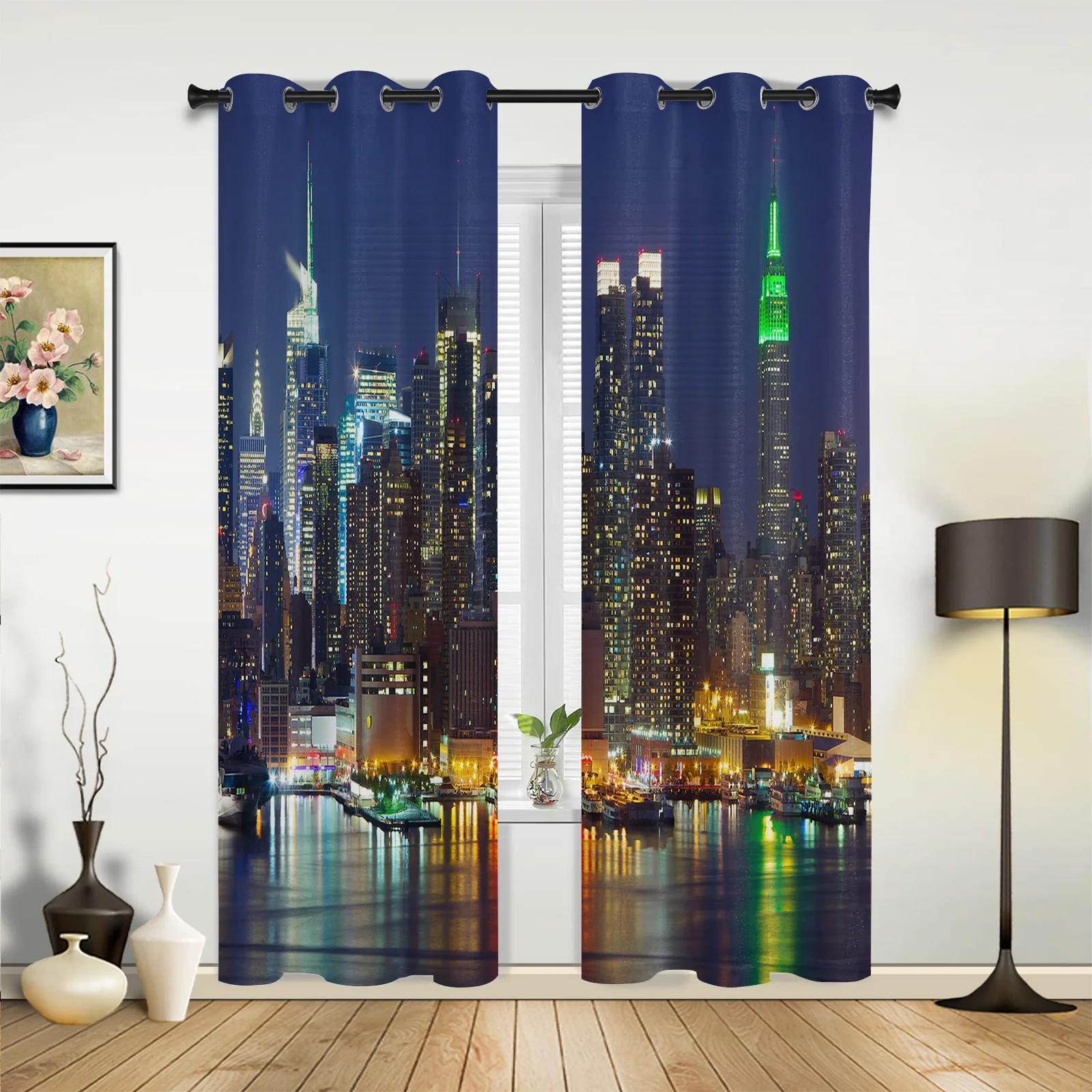 

Urban Night Landscape Curtains for Bedroom Living Room Drapes Kitchen Children's Room Window Curtain Modern Home Decor
