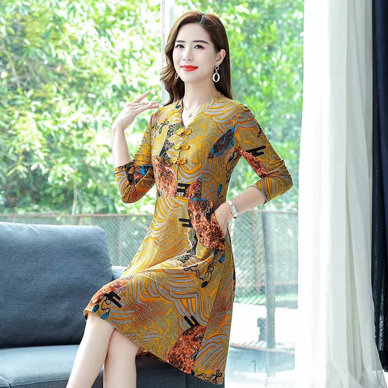 

XA20 Pure Cotton Silk Dress for Women 2023 New Middle aged Mom Summer Dress Large Size Foreign Style Middle aged and Elde