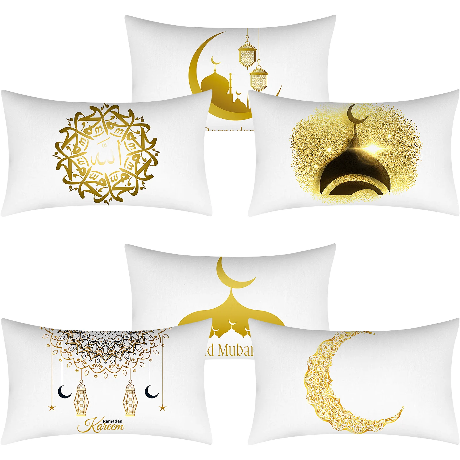 

6pcs Eid Mubarak Ramadan Decoration Pillow Case Ramadan Mubarak Throw Cushion Cover Pillow Home Decor Pillow Case Ramadan Decor