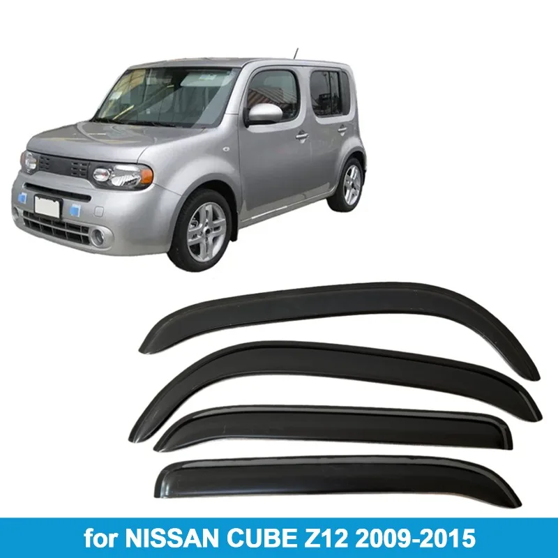 Фото Утолщенные прозрачные ветровики (дефлекторы окон) для Nissan Cube Z12 2009-2015, изготовленные методом литья под давлением №2