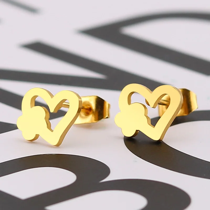 FairLadyHood золотые серьги-гвоздики в форме сердца для женщин женские серьги модные